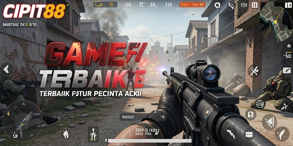 Screenshot utama menunjukkan aksi intens di <strong>CIPIT88</strong> dengan grafis mendetail.