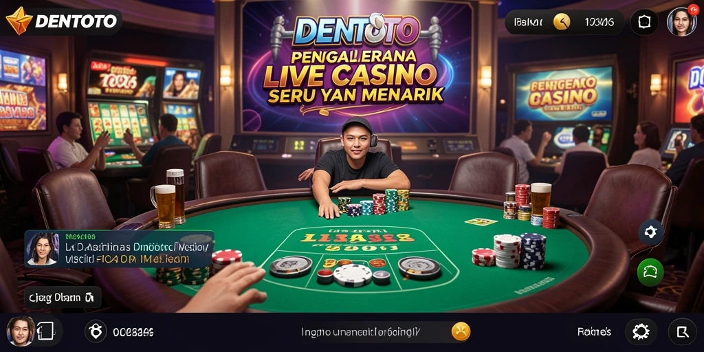 Tampilan gameplay Live Casino DENTOTO yang kaya aksi dan interaksi.