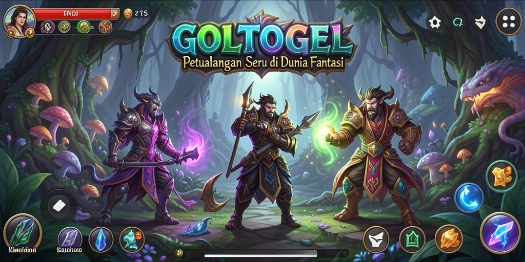 Tampilan gameplay GOLTOGEL yang menyerupai petualangan seru di dunia fantastis.