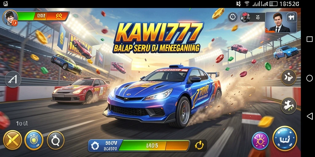 Screenshot gameplay KAWI777 menampilkan aksi balap yang mendebarkan.