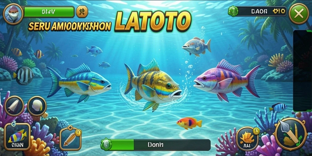 Tampilan gameplay LATOTO yang menarik saat memburu ikan.