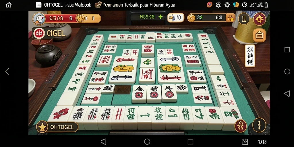Screenshot dari gameplay menegangkan OHTOGEL yang menampilkan strategi Mahjong.