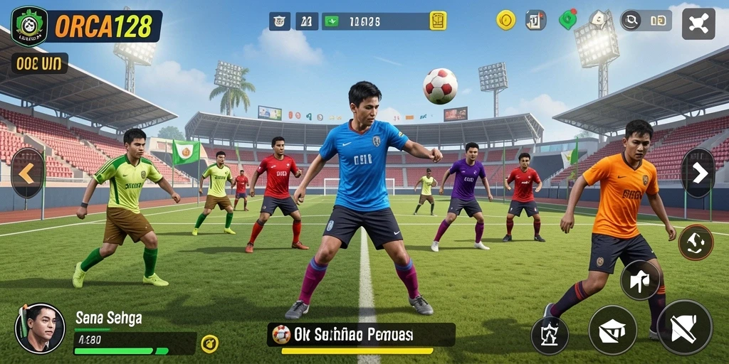 Screenshot dari ORCA128 yang menunjukkan aksi olahraga yang mendebarkan.