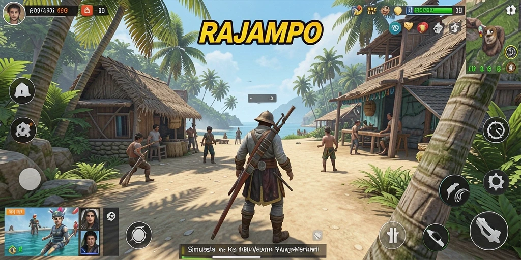 Tampilan gameplay RAJAMPO yang menunjukkan komunitas interaktif.