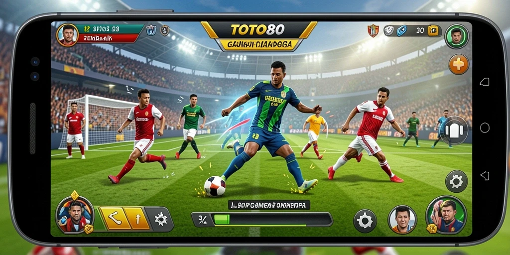 Screenshot utama TOTO80 menampilkan pemain beraksi dalam kompetisi olahraga.